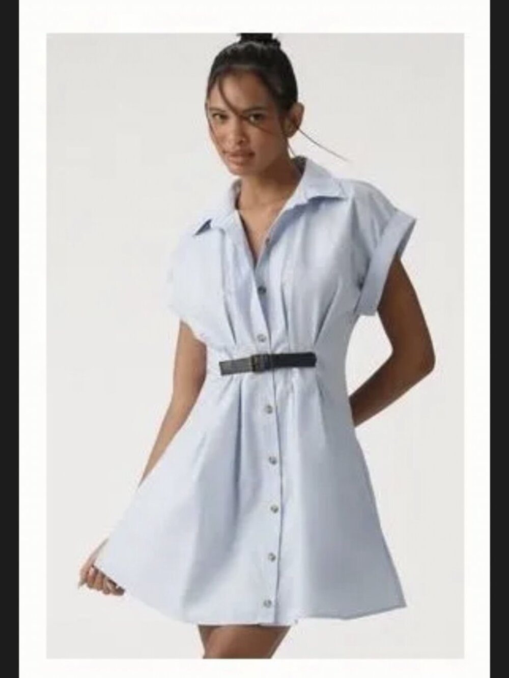 By Anthropologie Faye Short-Sleeve Belted Shirtdress Blue Sz XL